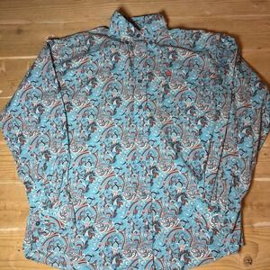 Cinch Western Paisley Shirt Mens Size Small Long Sleeve